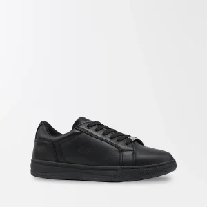 SheWear UrbanFlex Black Leather Lace-Up Sneakers for Women